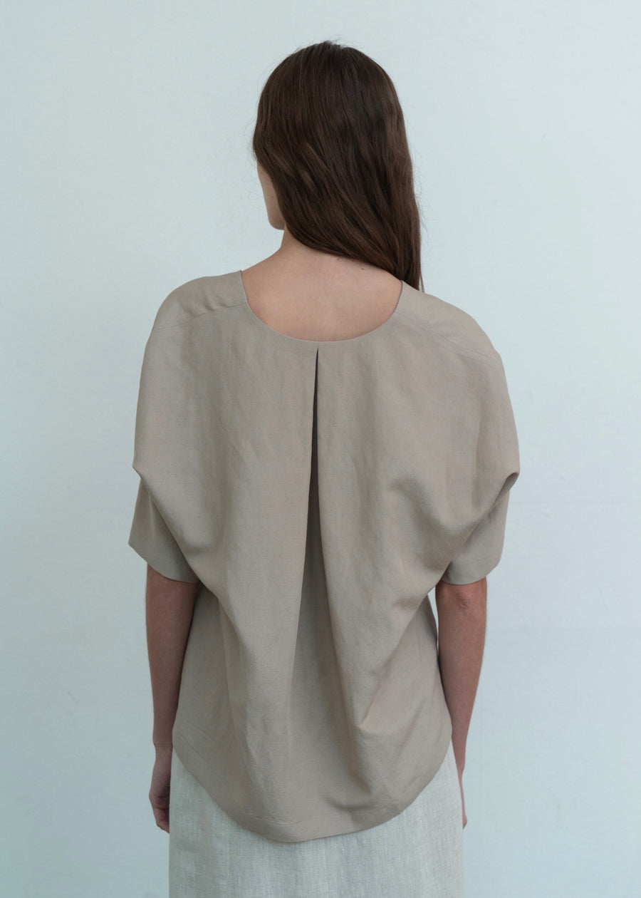LINEN  V- NECK TOP | L E H A