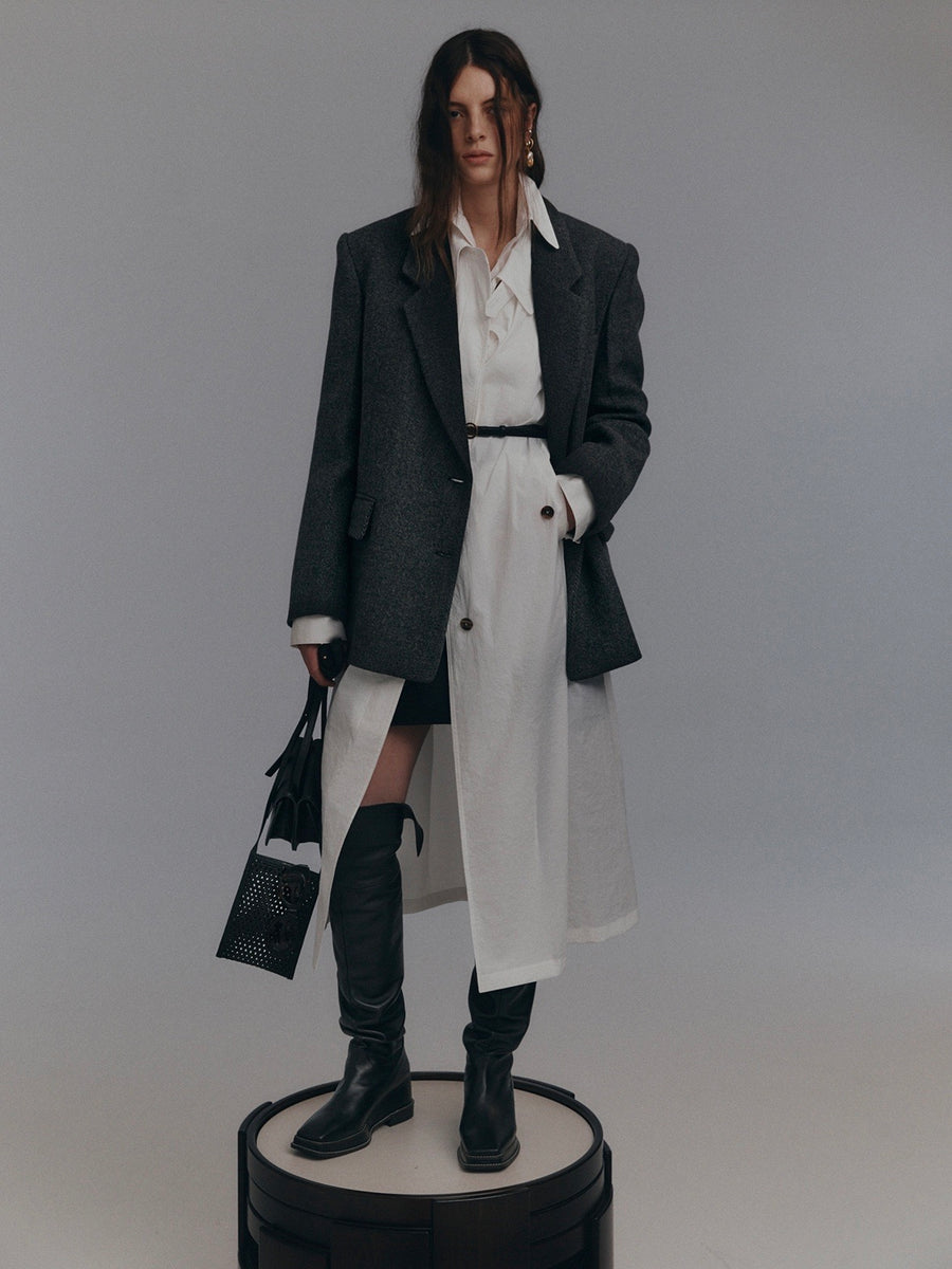 BELTED NYLON TRENCH COAT (WHITE) | RECTO