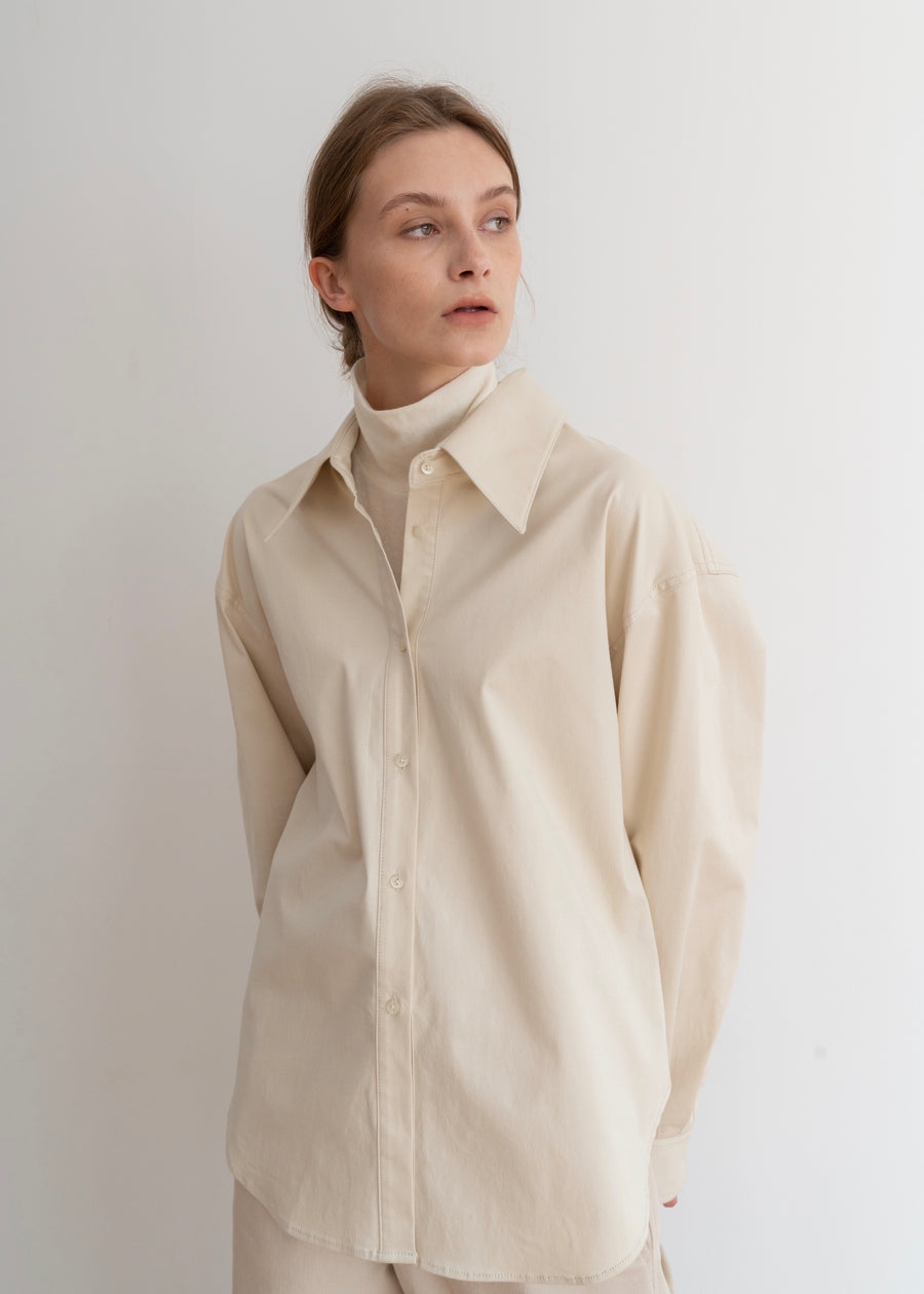 POPLIN SHIRT CREAM | KINDERSALMON