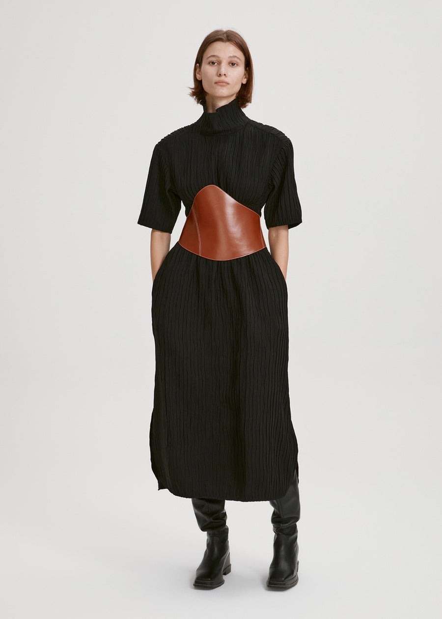 TEXTURED TURTLENECK DRESS  | RECTO