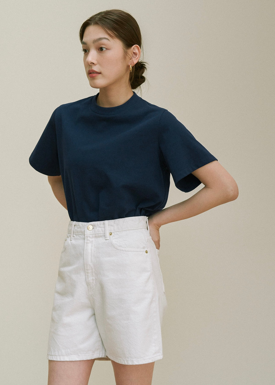 Crown neck T-shirt (Navy)