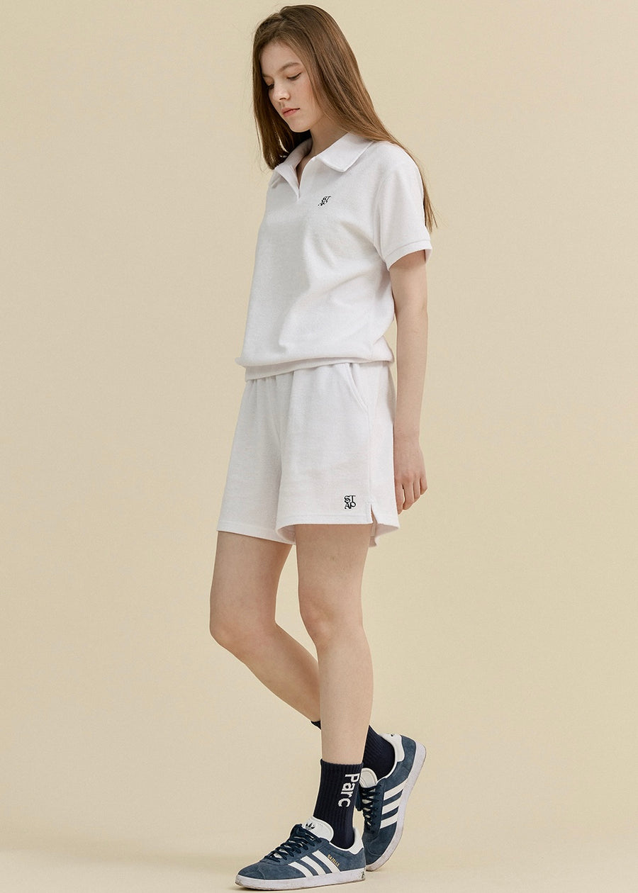 [STUDIO & PARC] Set Bacatel Terry T-shirt & Short Pants -White