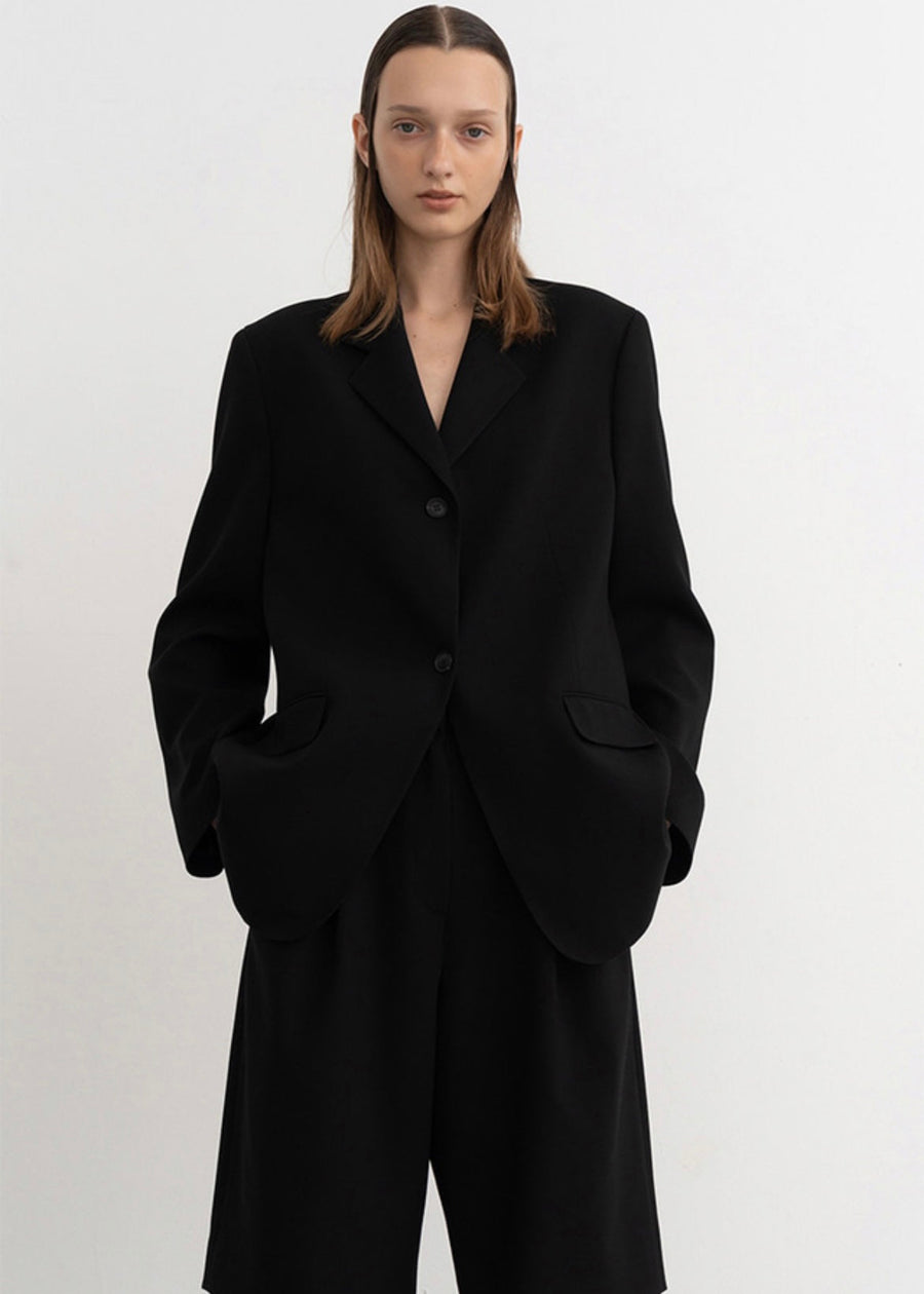Camille Single Breast Twill Jacket (Black)