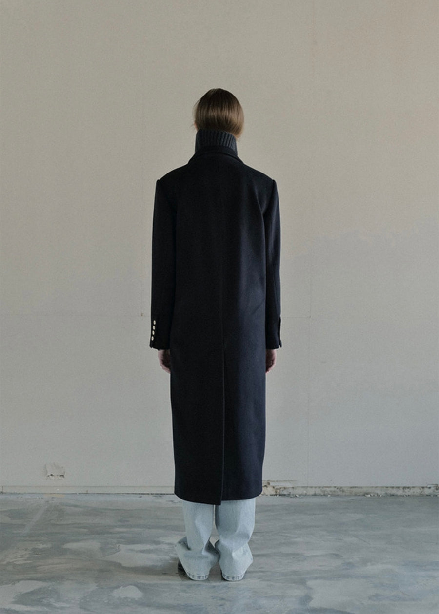 [LEHA] ADAMS DOUBLE BREASTED COAT -NAVY