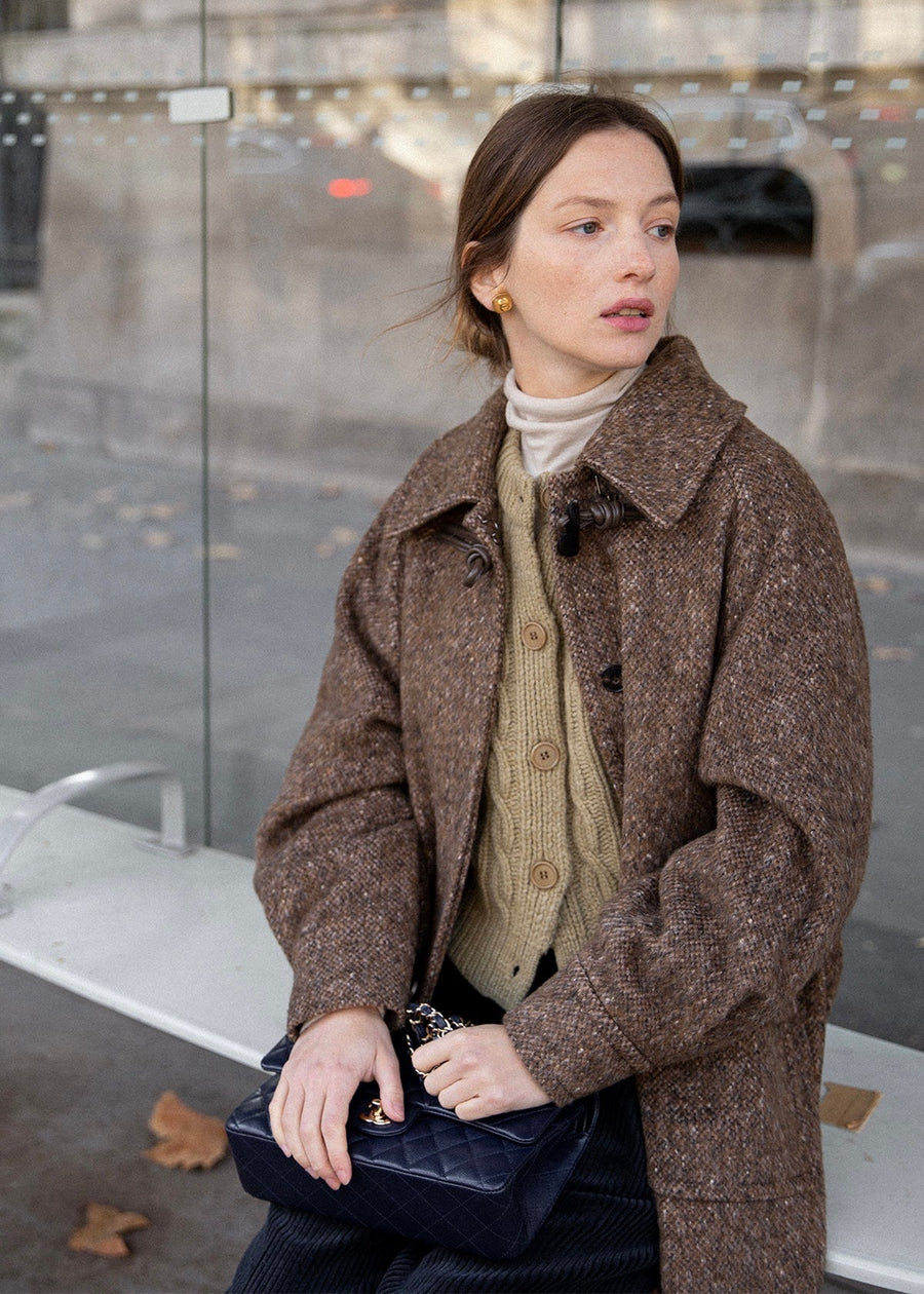 La Neige Cable-Knit Cardigan (Automn green)
