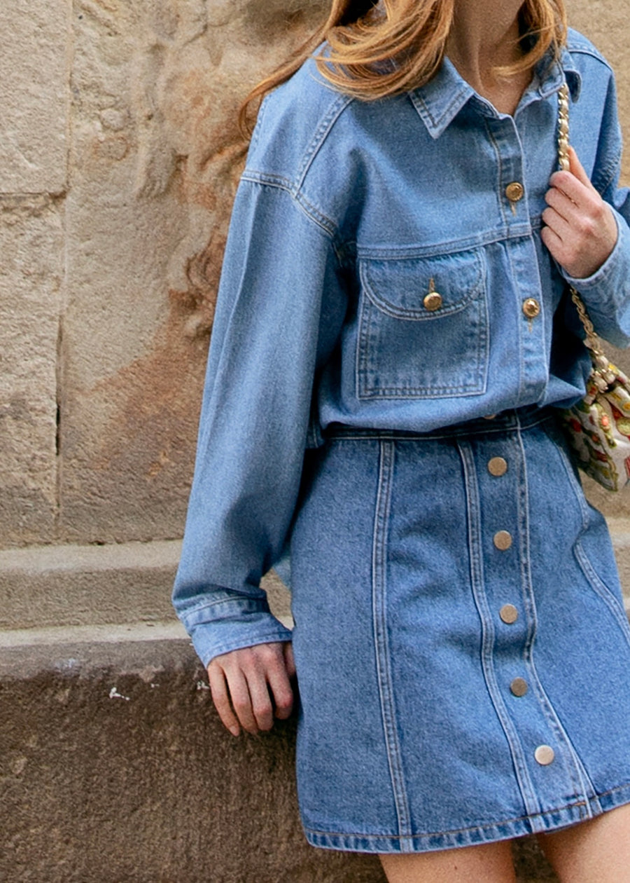 Magarette Denim Shirt (Light Blue)
