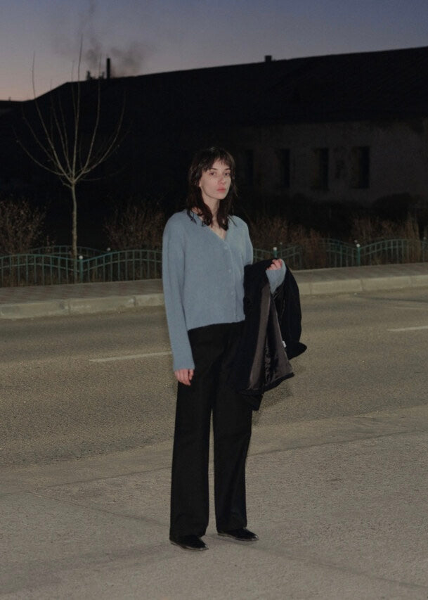 [MOIA] Cloud cardigan -Mineral blue