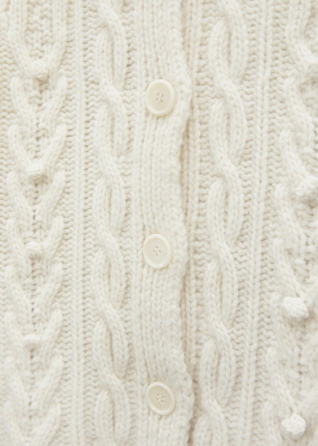 La Neige Cable-Knit Cardigan (Snowfall white)