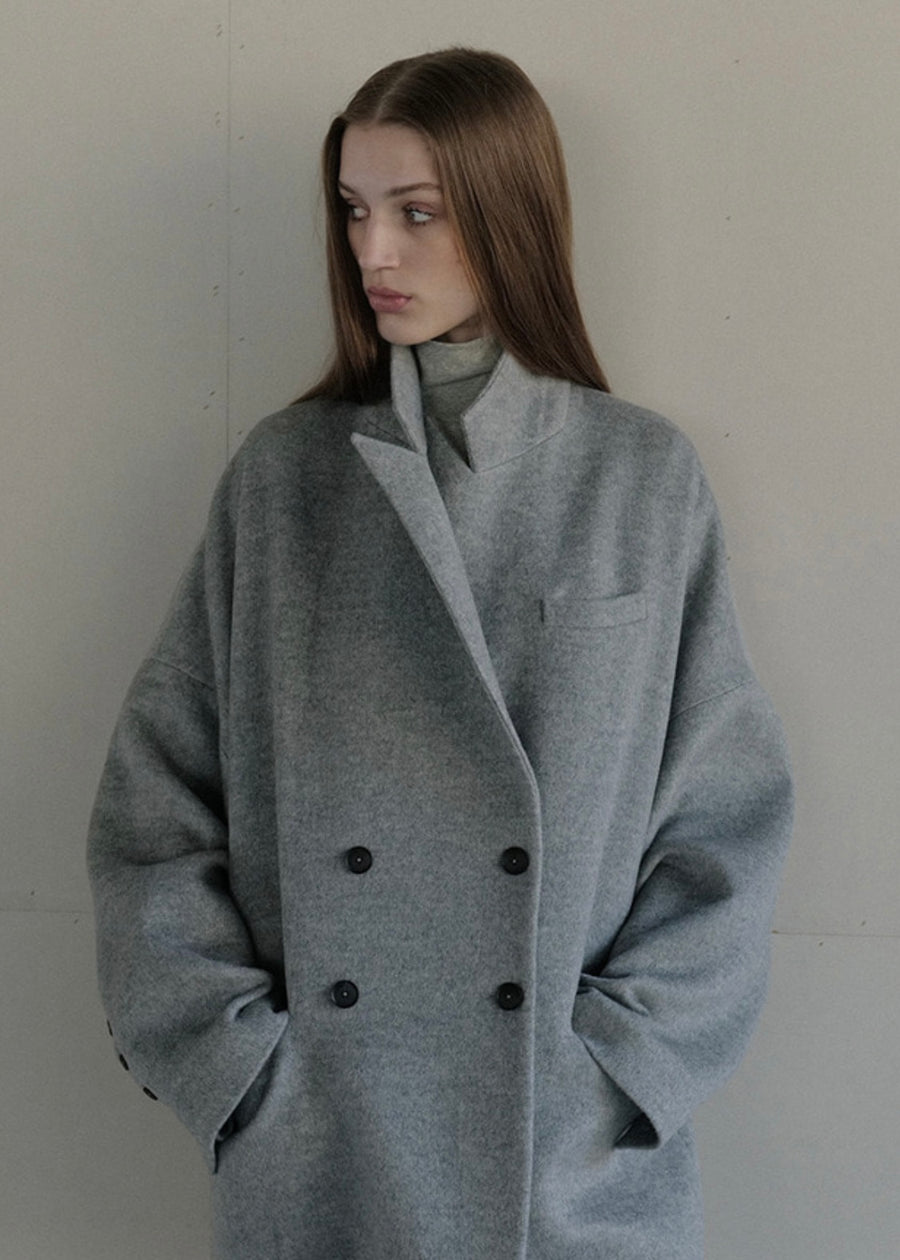 [LEHA] HEATHER DOUBLE COAT -GREY