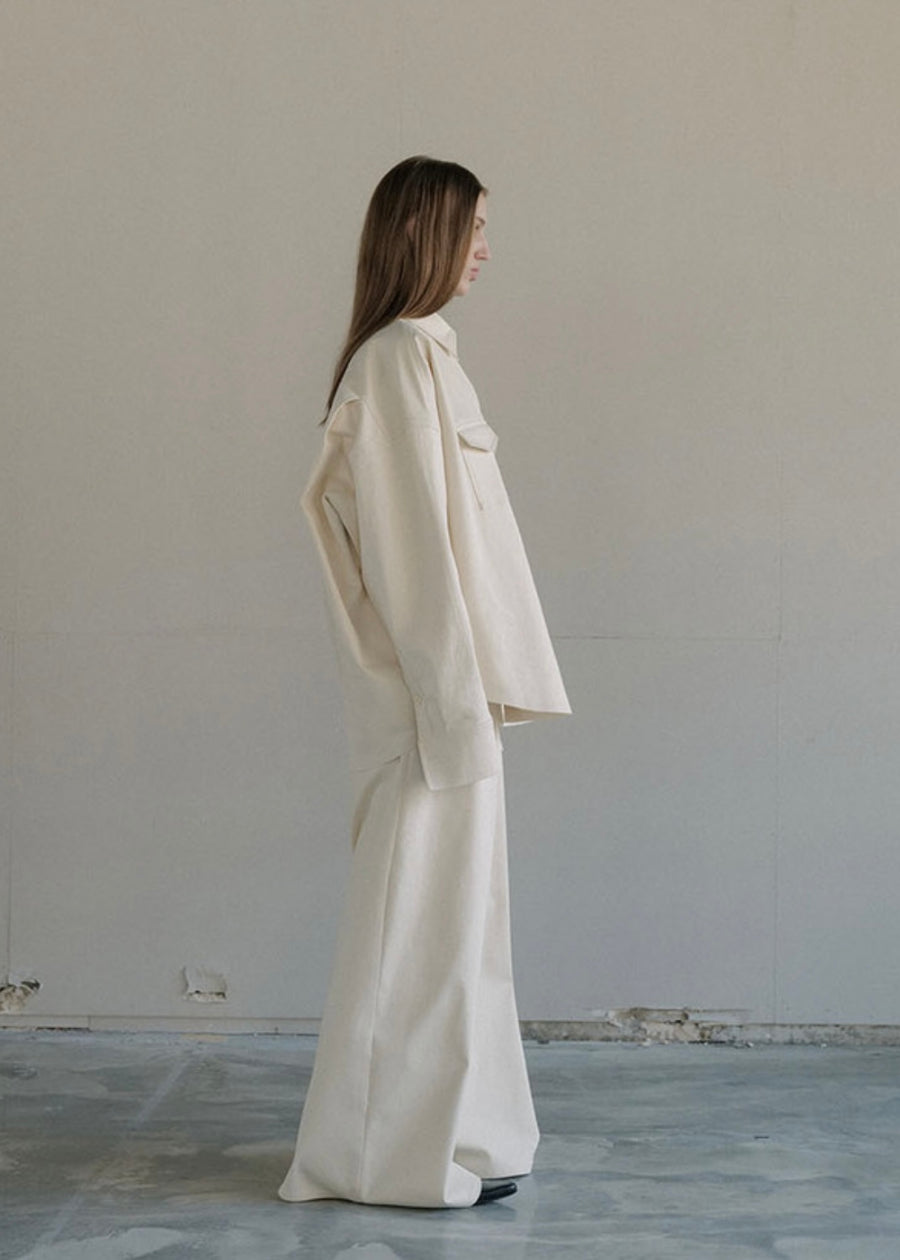 [LEHA] POUDRE SHIRT JACKET-CREAM