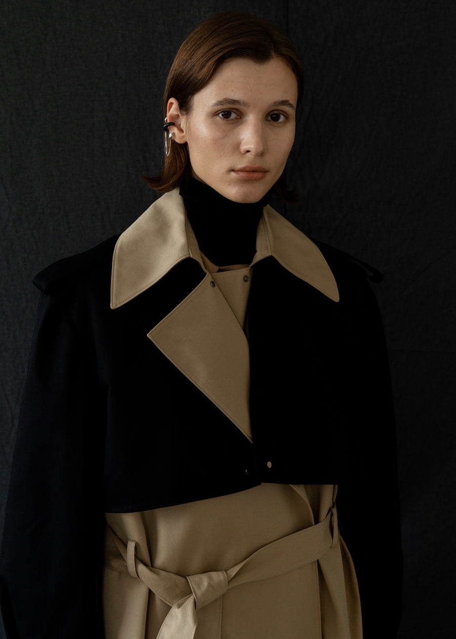 TWO TONE OVERSIZED TRENCH COAT| LEHA