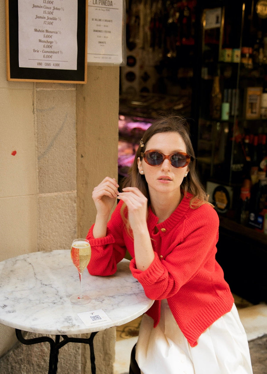 Alice Knit Cardigan (Ruby red)