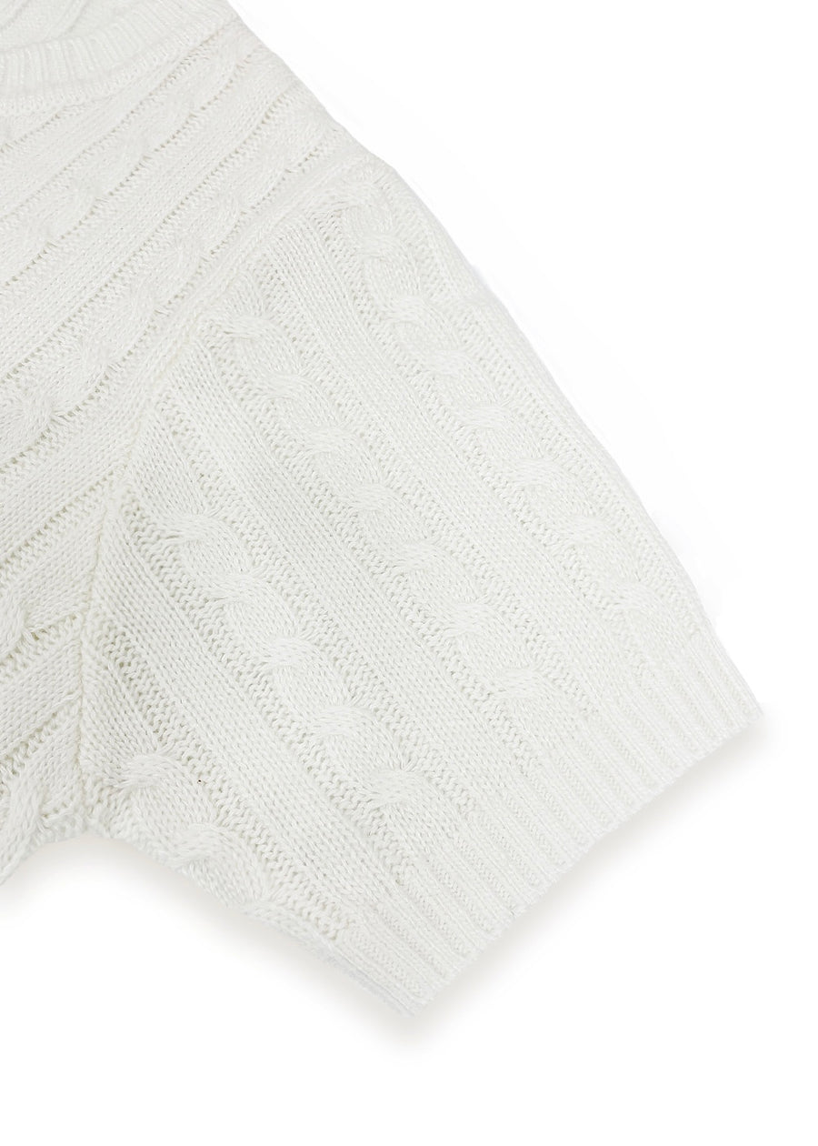 [STUDIO & PARC] Monceau Cable Short Sleeve Knit- White
