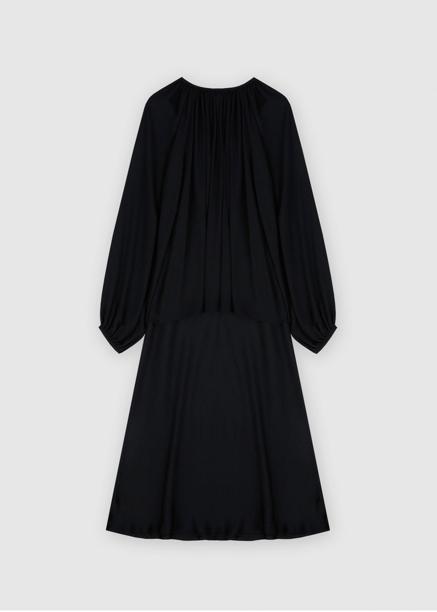 LAYERED PLEATED DRESS (BLACK) | RECTO.