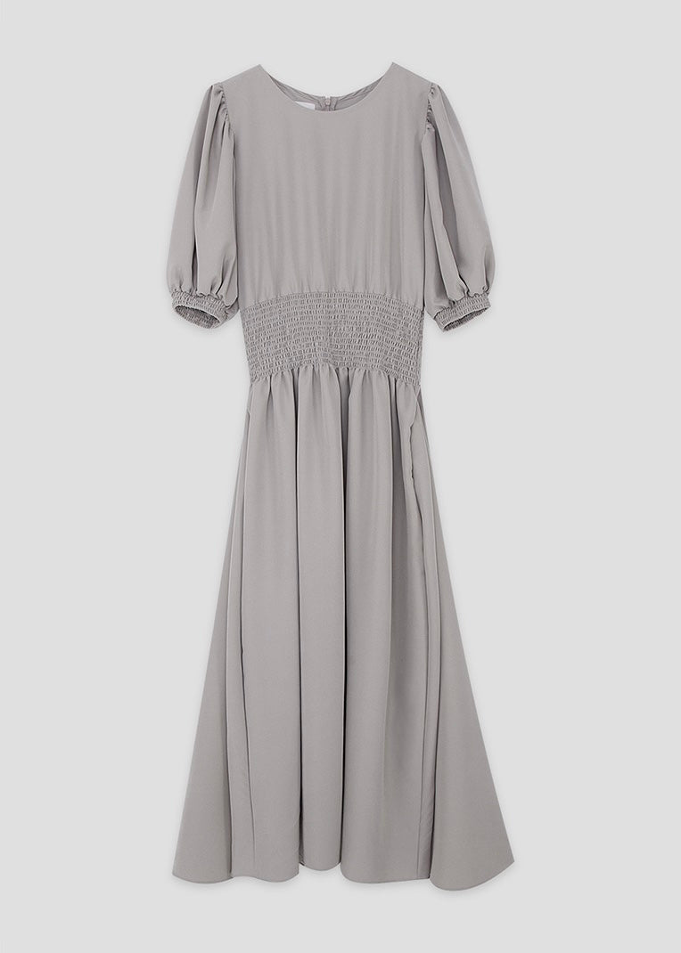 Tencel smocked midi dress (Dove)