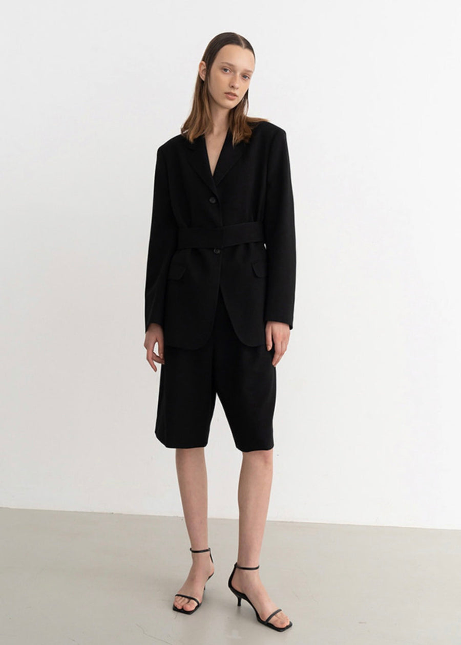 Camille Single Breast Twill Jacket (Black)