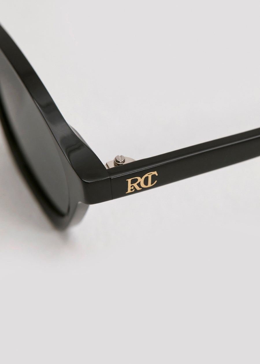 SQUARE SUNGLASSES & POUCH (BLACK) | RECTO