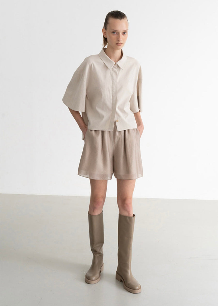 Serene Linen Blend Top (Oatmeal)