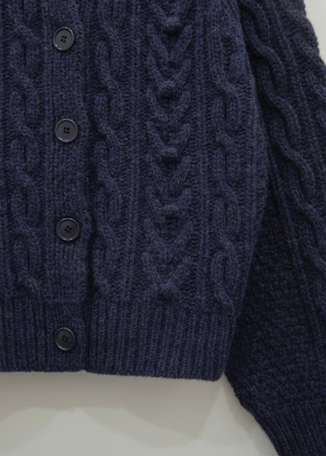 La Neige Cable-Knit Cardigan (Night blue)