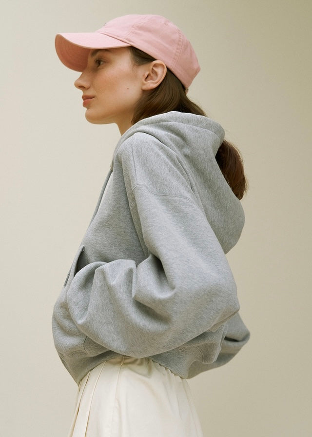 French Terry Hooded Jacket (Melange grey)