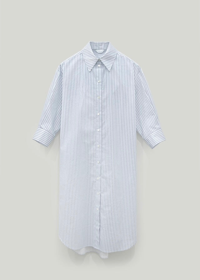 [1St Re-Order] Stripe Cotton-blend Shirt Dress
