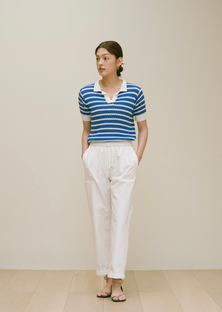 Drawstring Cotton Trousers (Cloud)