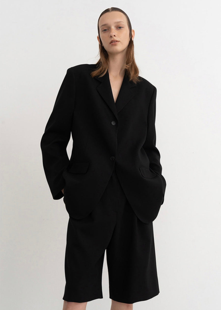 Camille Single Breast Twill Jacket (Black)