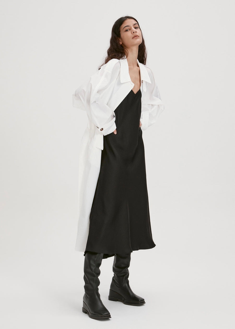 LAYERED PLEATED DRESS (BLACK) | RECTO.