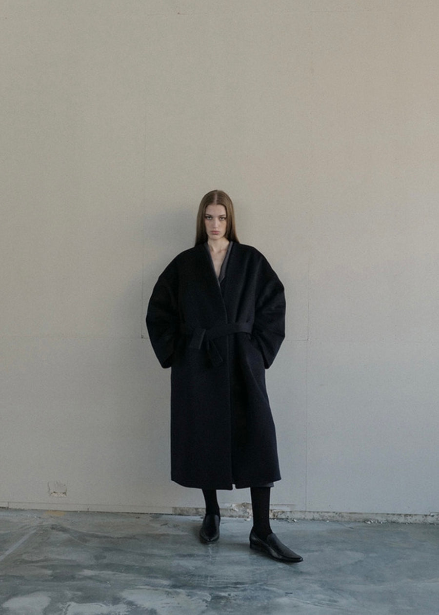 [LEHA] MARTA WOOL AND CASHMERE COCOON COAT -NAVY
