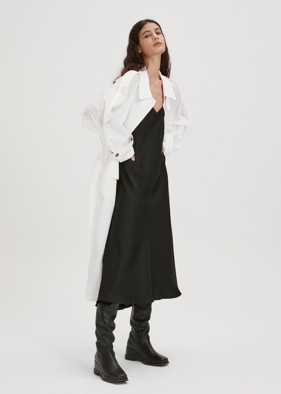 BELTED NYLON TRENCH COAT (WHITE) | RECTO