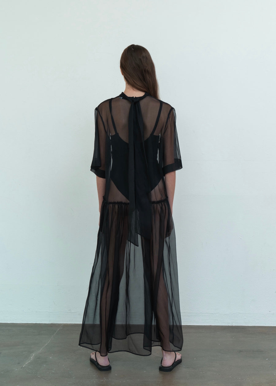 High-neck SIlk Organza Dress |L E H A