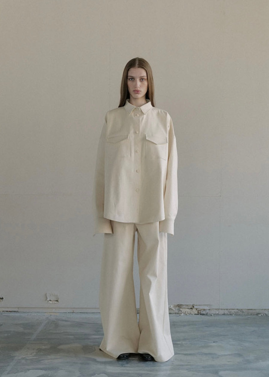 [LEHA] POUDRE SHIRT JACKET-CREAM