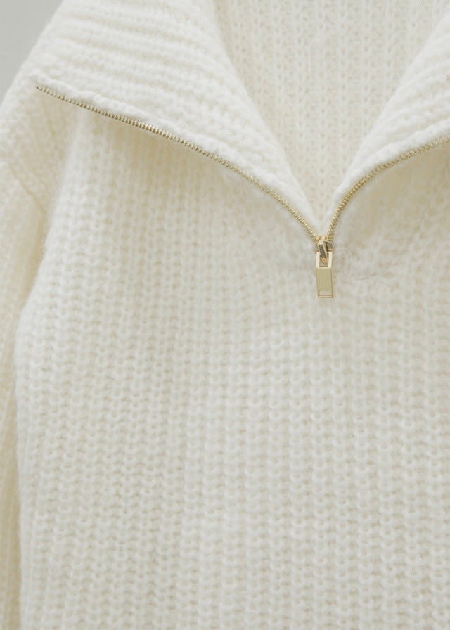 Alpaca Zip-up Sweater (Mist)