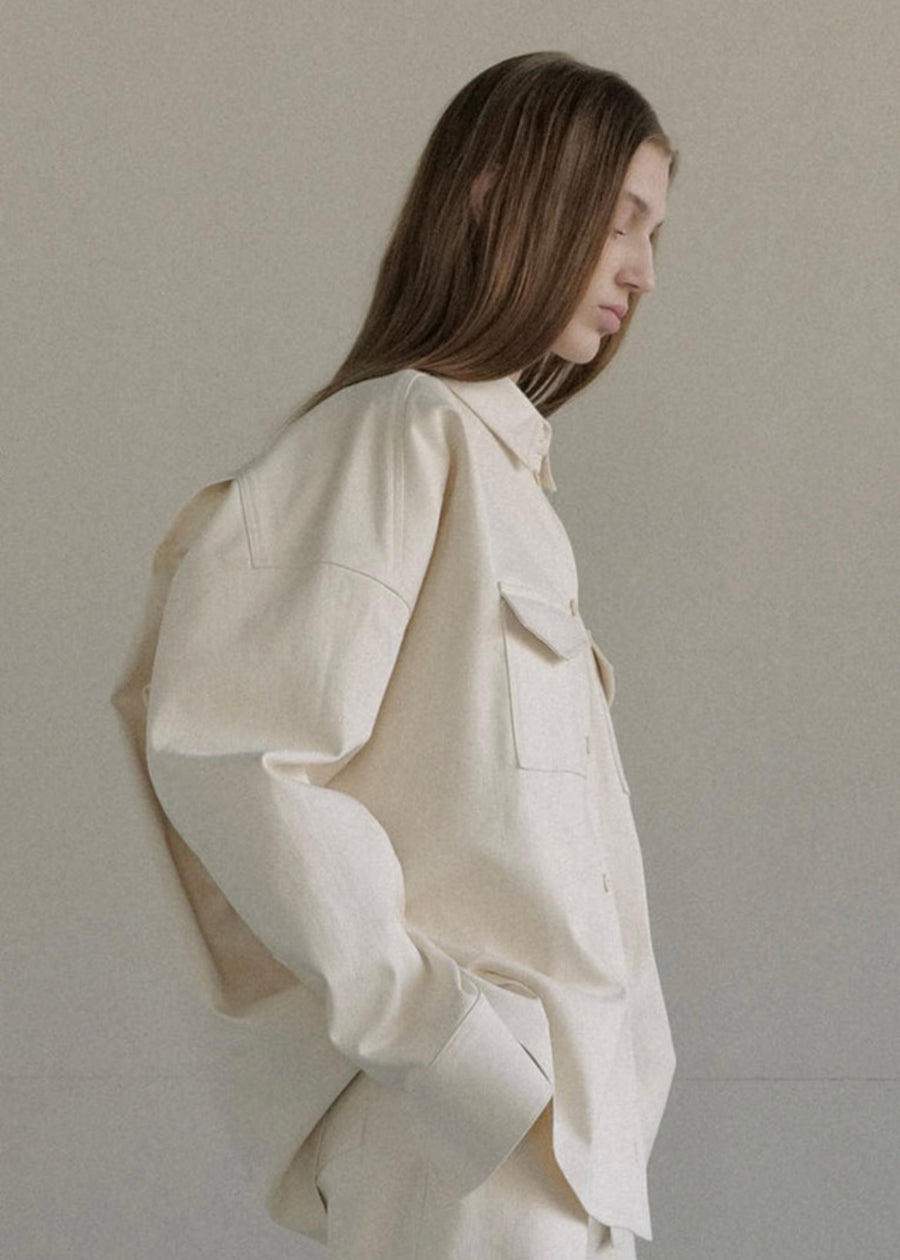 [LEHA] POUDRE SHIRT JACKET-CREAM