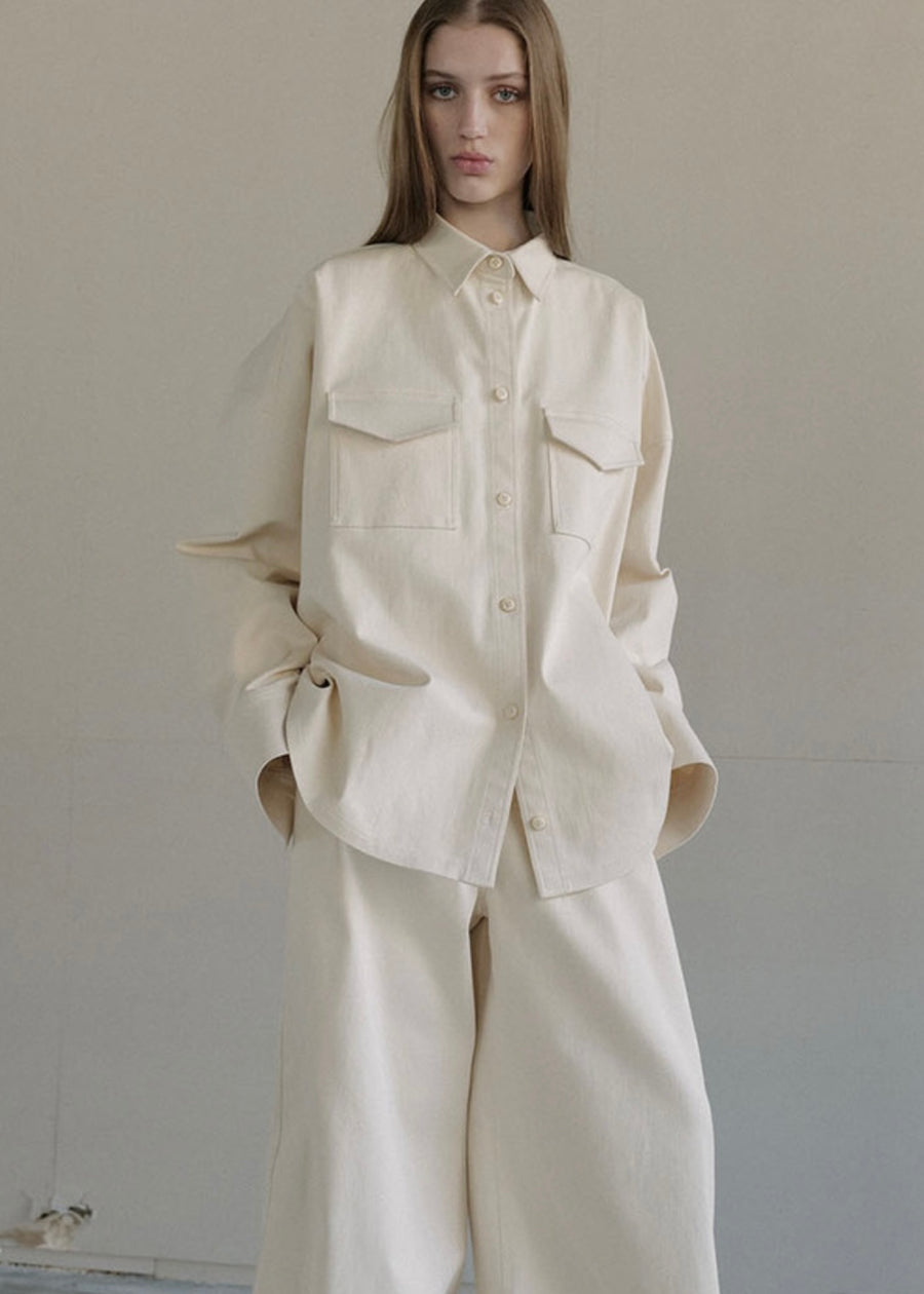 [LEHA] POUDRE SHIRT JACKET-CREAM