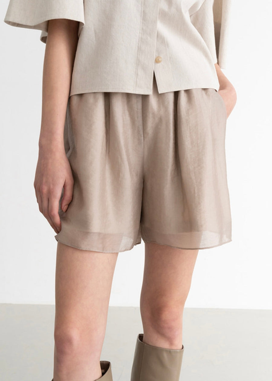 Serene Sheer Shorts (Beige)