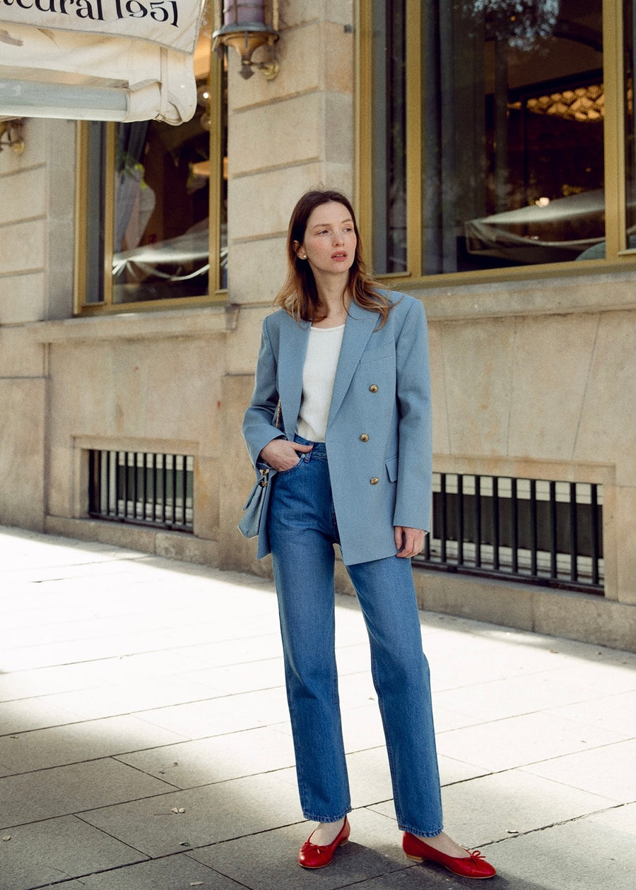 Eva Straight Denim Pants (Blue)
