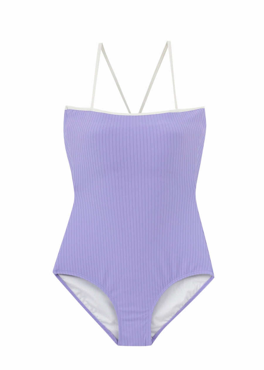 Ribbed v-strap back swim (Lavender)