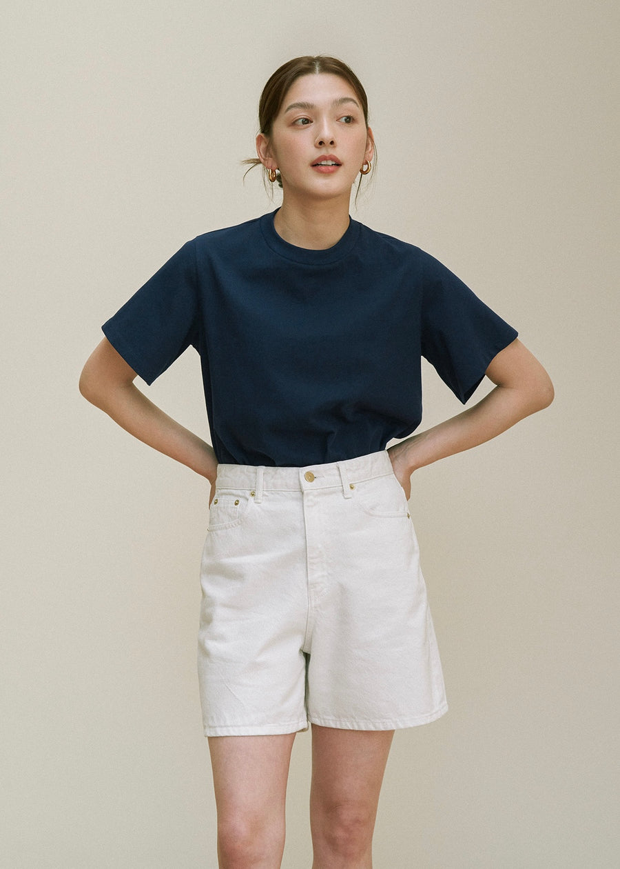 Crown neck T-shirt (Navy)