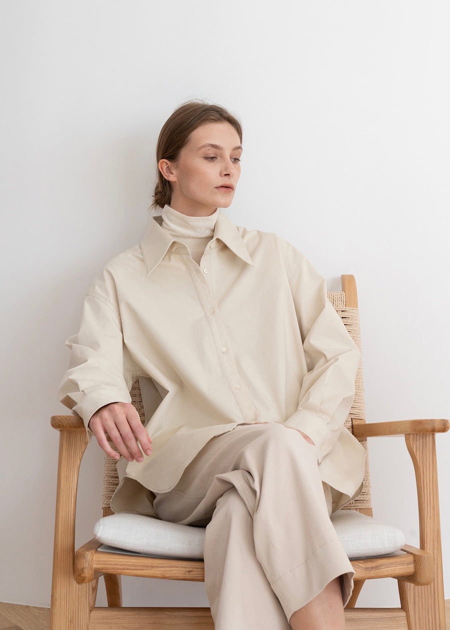 POPLIN SHIRT CREAM | KINDERSALMON