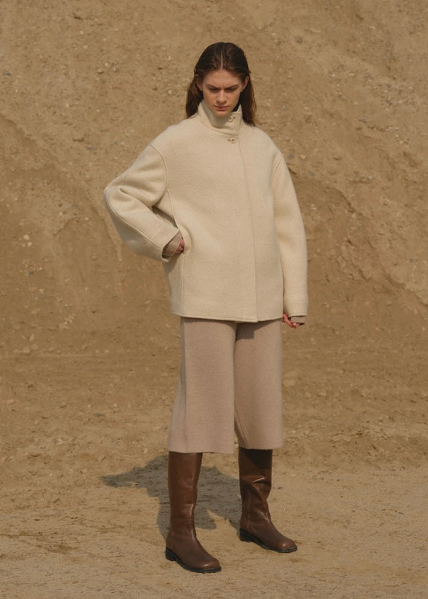 Half knit pants (Beige)