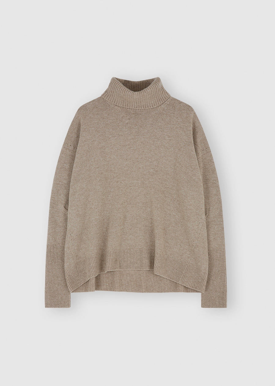 WOOL TURTLENECK & MUFFLER (COCOA) | RECTO