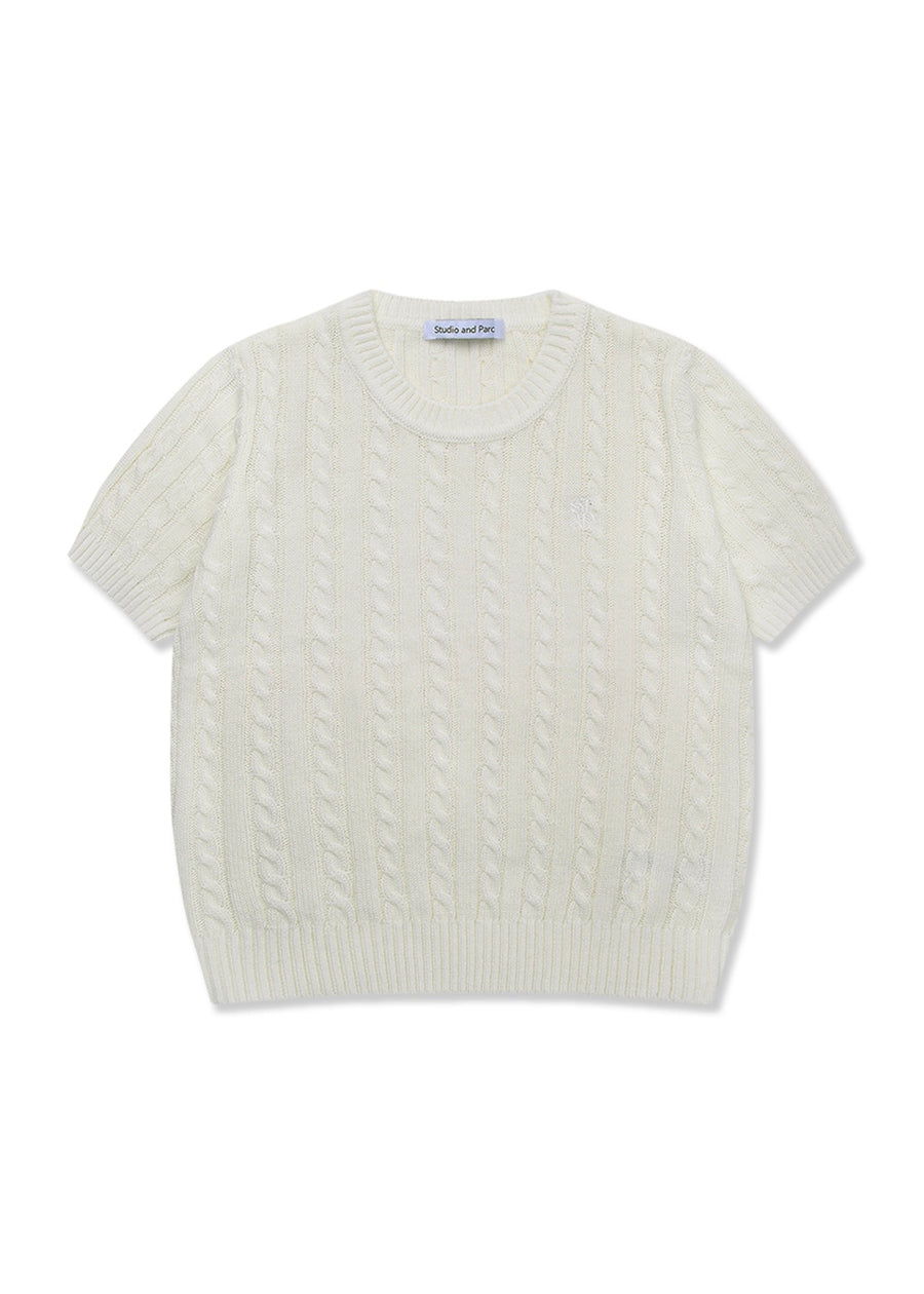 [STUDIO & PARC] Monceau Cable Short Sleeve Knit- White