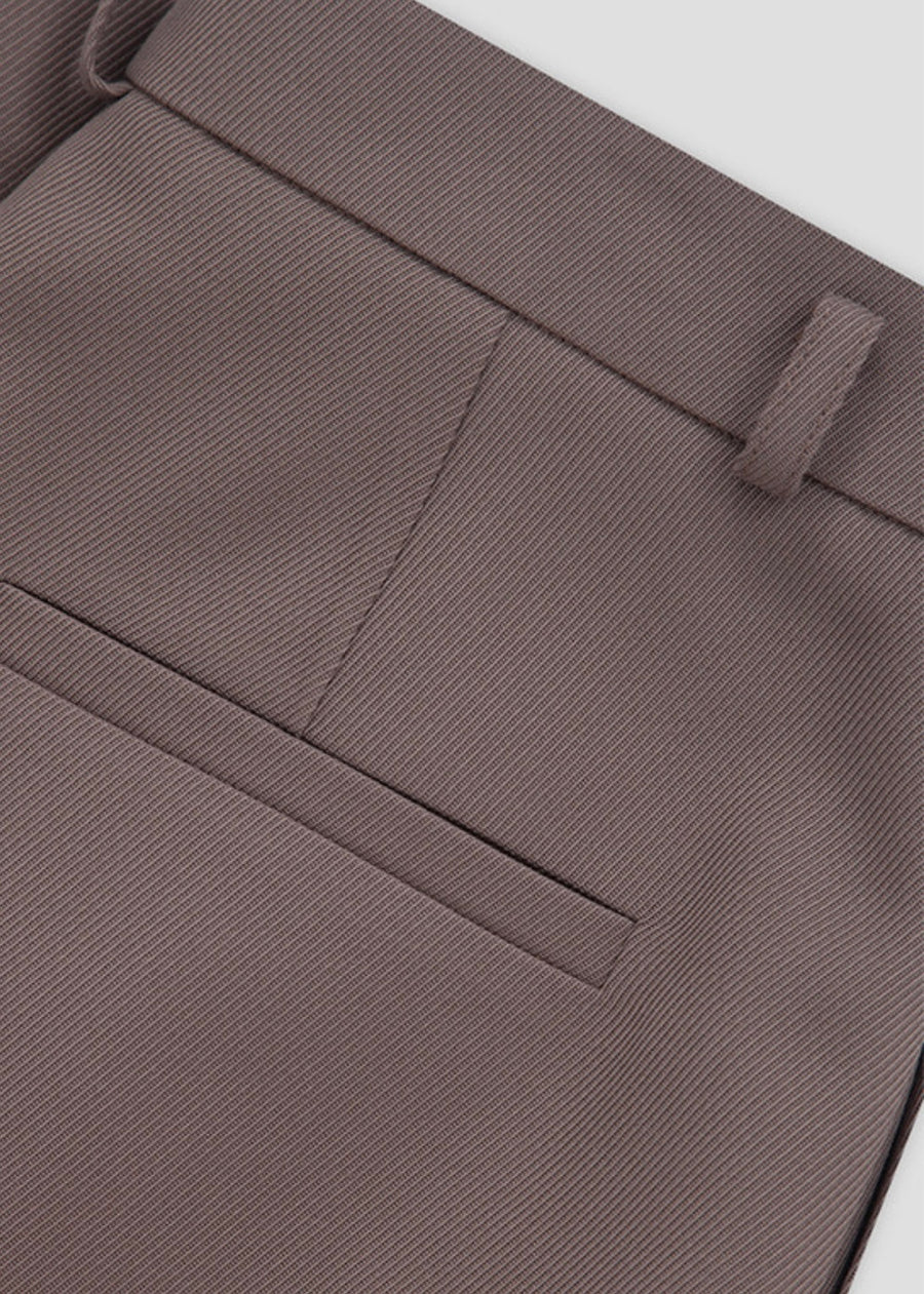 [LEHA] WOOL BLENDED PINTUCKED WIDE TROUSERS-BROWN