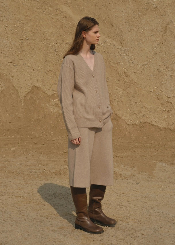 Half knit pants (Beige)