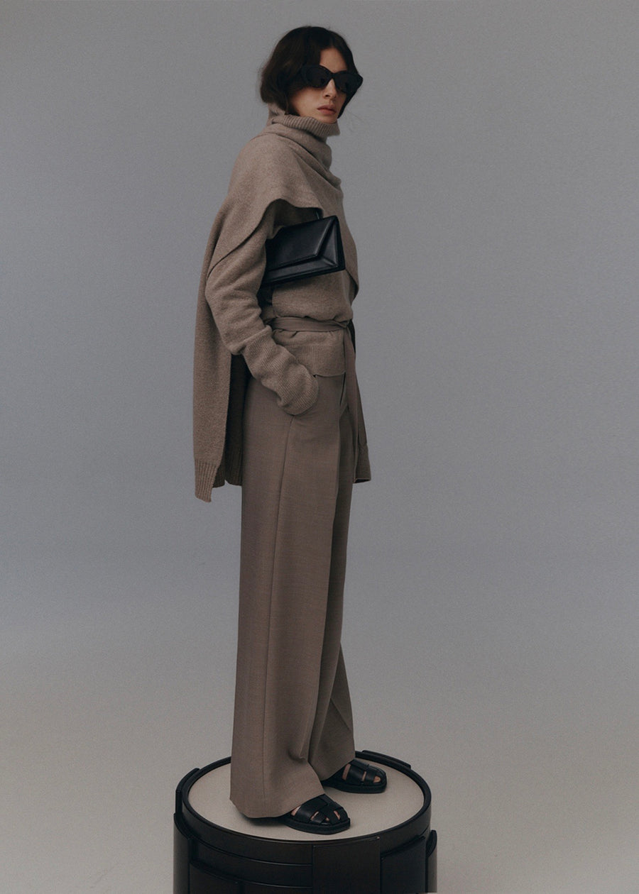 WOOL TURTLENECK & MUFFLER (COCOA) | RECTO