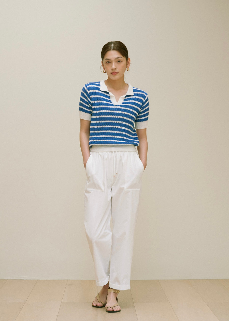 Drawstring Cotton Trousers (Cloud)