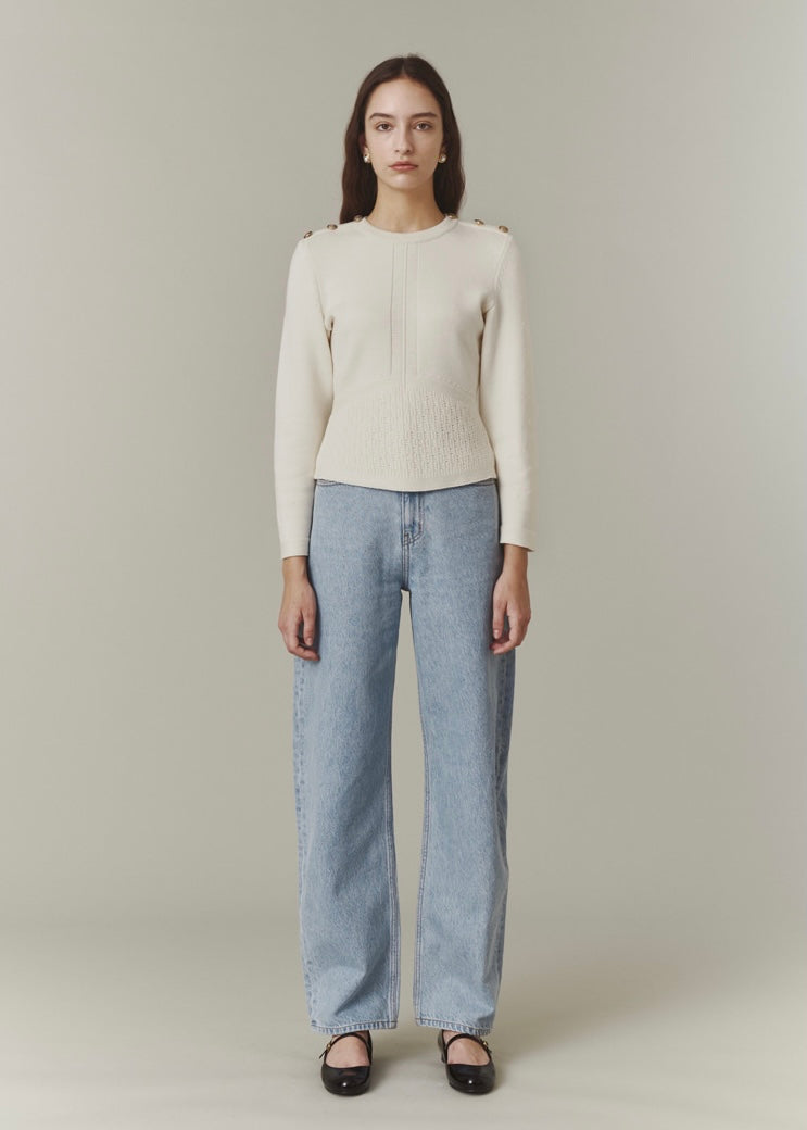 Flora Curve Denim Pants (Light Blue)