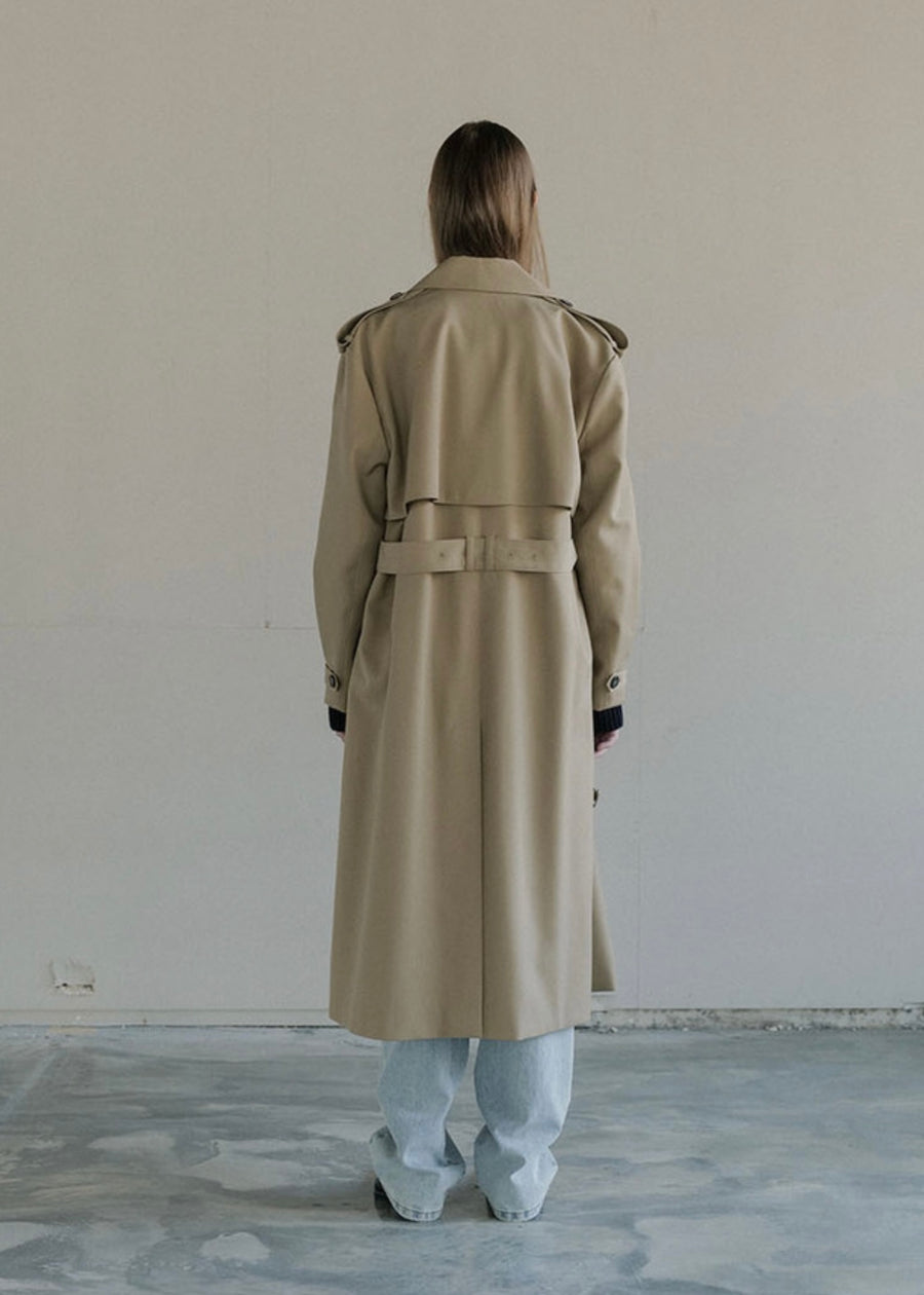 [LEHA] CAMDEN WOOL TRENCH COAT -BEIGE