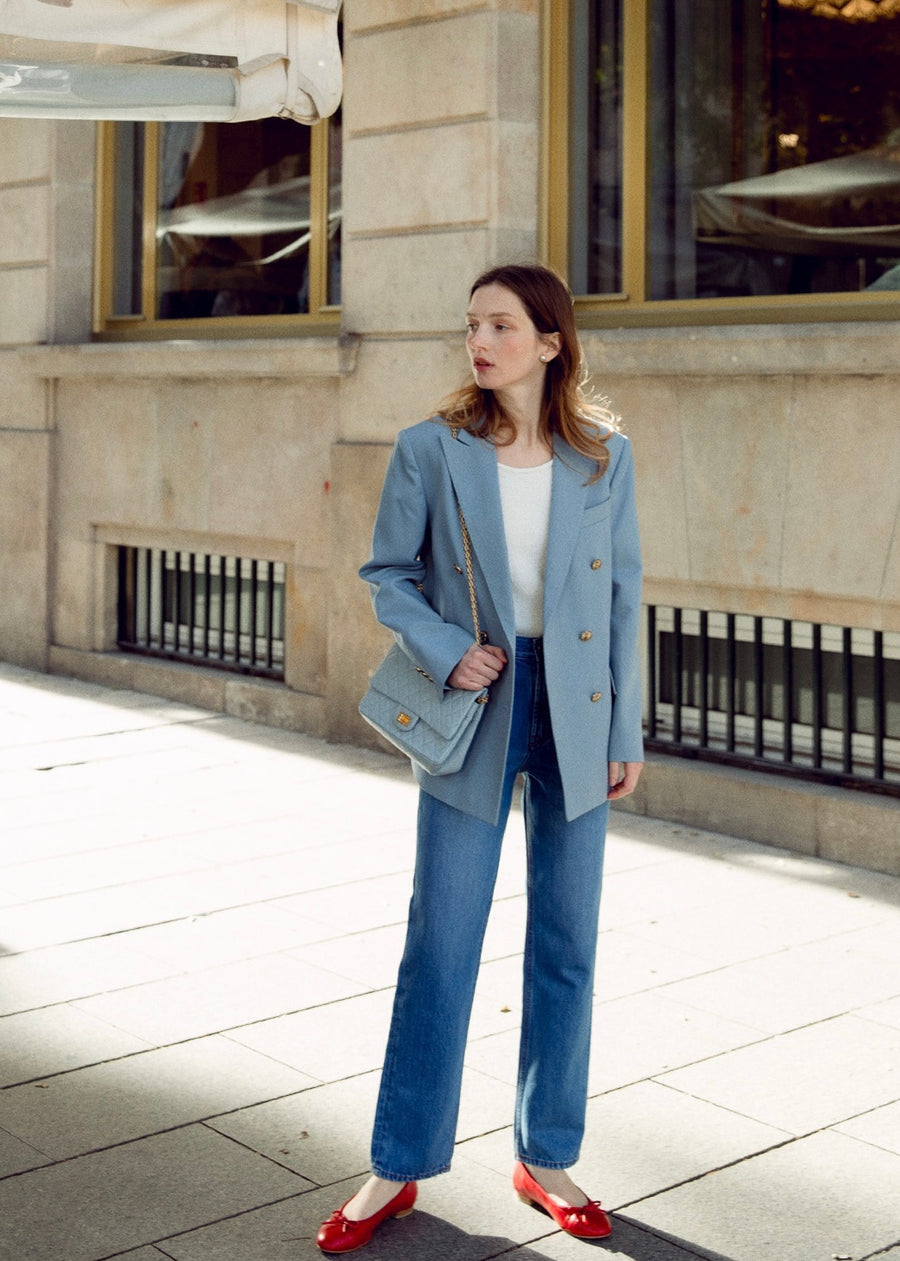Eva Straight Denim Pants (Blue)